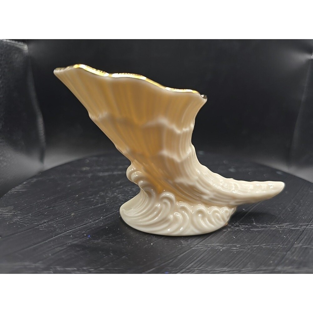 Vintage Lenox Mini Cornucopia Fine China 24k Gold Trim 4.5" Long GORGIOUS PHOTOS